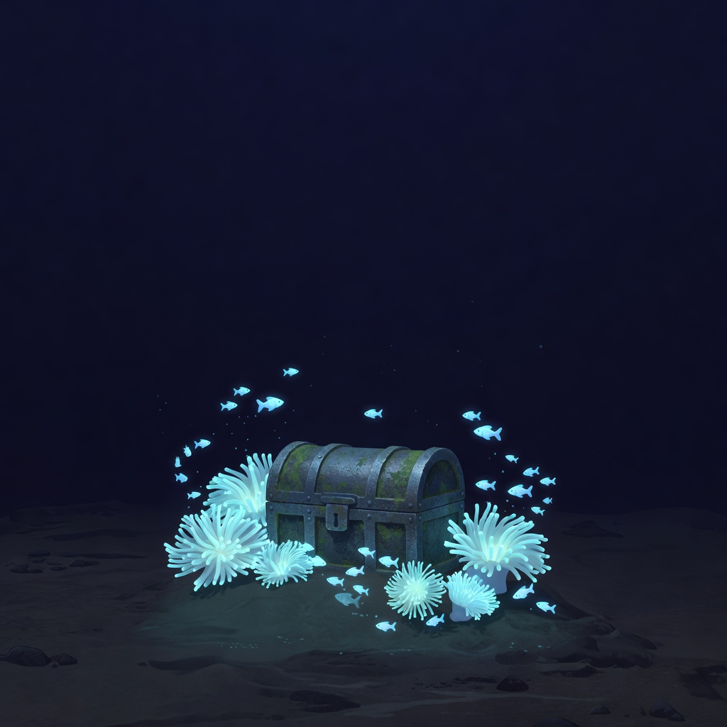 Underwater treasure chest scene